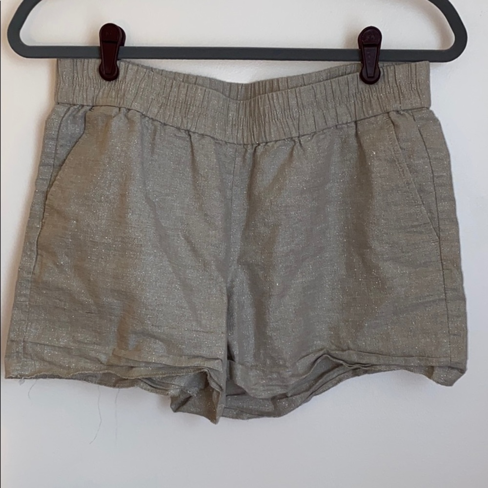 J. Crew Sparkly Grey Linen Blend Shorts Sz 6